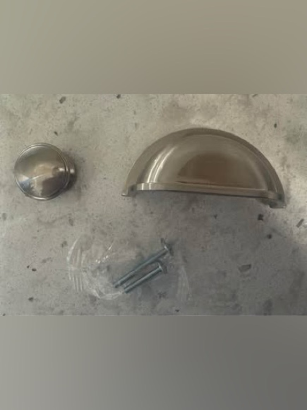 Brushed Nickel Cup Pull Drawer Handle & Cabinet Knob (25 of each)